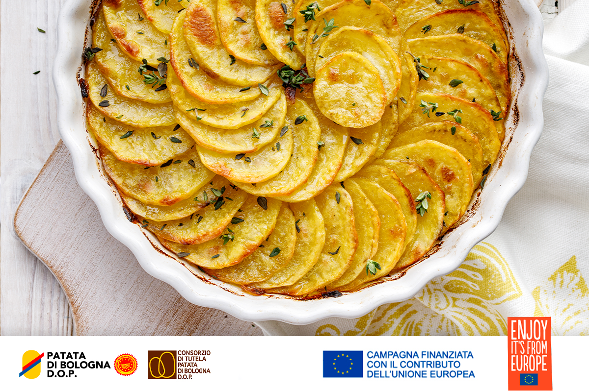 Gratin di Patata di Bologna D.O.P. con salmone e timo